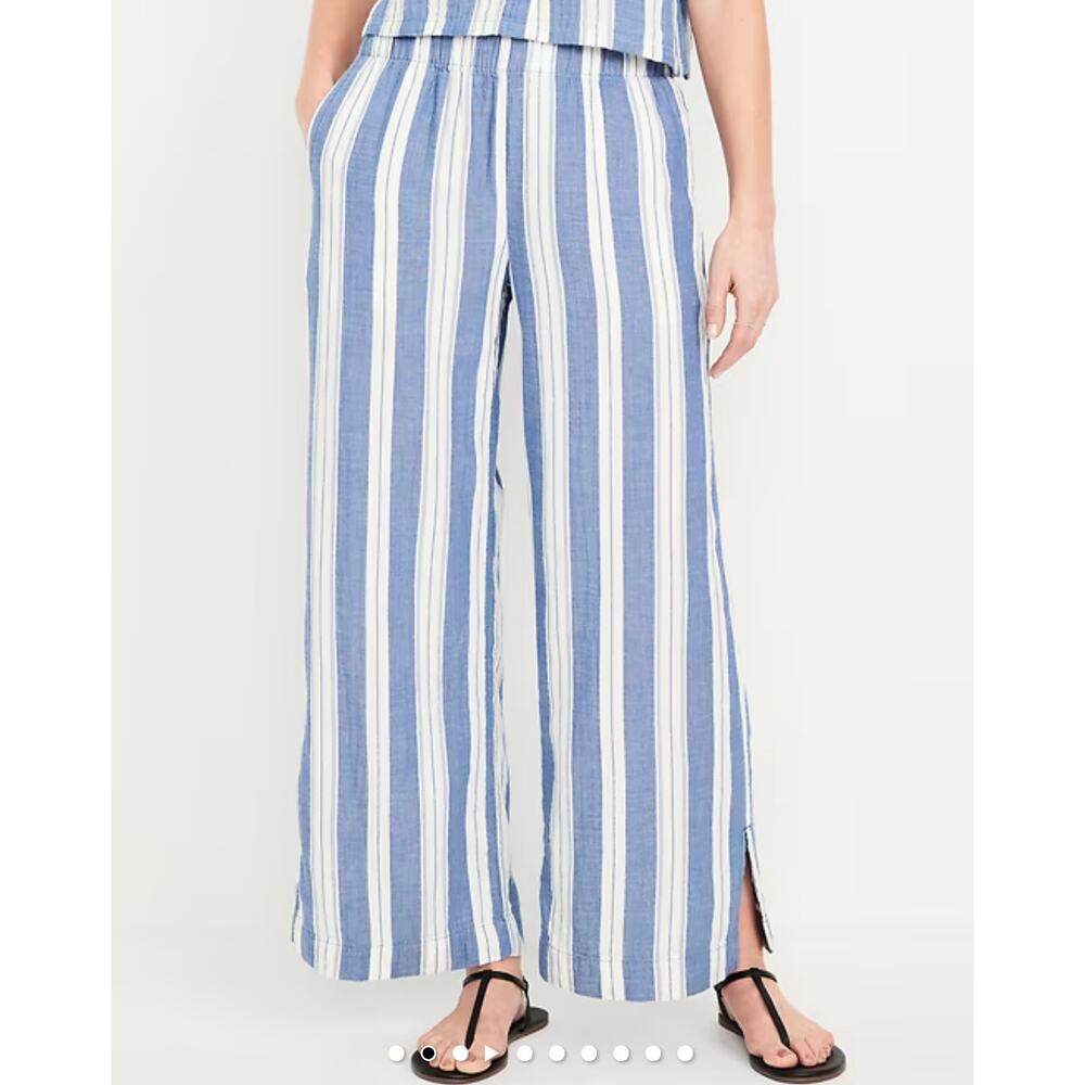 NWT Old Navy High-Waisted Crinkle Gauze Super Wide Leg Pants Stripe‎ Plus 4X